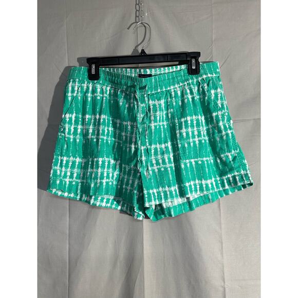 J Crew Shorts Womens Large Green Linen Tie Dye Comfy Beachy Boho Casual Pockets - Picture 1 of 10